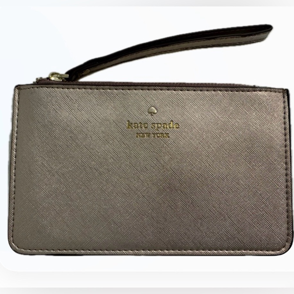 Kate Spade Wristlet Rose Gold Metallic Wallet 8" x 4.75" Like New